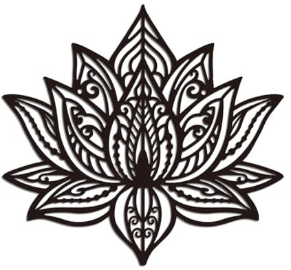 WADORN Wanddekoration Aus Metall Mit Lotusmotiv Schwarze Lotusblume Wandkunst Hängedeko Schilder Wandskulptur Statuen Deko Geschenk Für Wohndeko Wohnzimmer Küche 27.6x30cm Lotus
