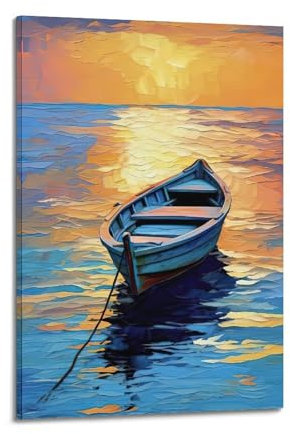 LNSIZH Landschaftsposter, Ölgemälde, ein Boot, Poster, dekoratives Gemälde, Leinwand, Wandposter und Kunstdruck, moderne Familienschlafzimmer-Dekoration, Poster, 60 x 90 cm
