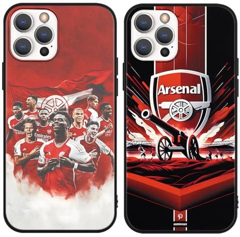 Yimctoie 2 Pack Black Phone Case for iPhone 8 iPhone 7 iPhone SE 2022/2020 Case 4,7,Cartoon Arsenal Football Club Pattern Cool Design Cover Soft Silicone TPU Bumper Protective Matte Shell,Fashion