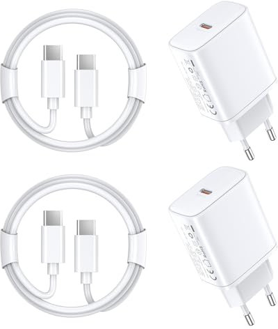 45W Chargeur USB C Rapide for iPhone 16 15/16 15 Pro/16 15 Pro Max/16 15 Plus/iPad Pro/iPad Air, Samsung S23 S22 S21, 2-Pack Prise Adaptateur et Type C 2M Cable Secteur Fast Charger