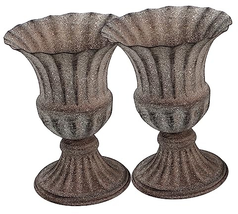 Jarrón Conmemorativo de Hierro para Tumba, 2 Piezas, Estable | Flores Secas Seda, Base Firme y Práctica, Estilo Retro, Jardín y Celebraciones