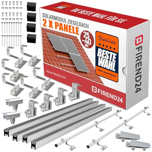 SET 2x PV-Module, PV, Photovoltaik, Aufständerung, Dachhalterung, Befestigung, Halter, Halterung, Solar, Solarmodul, Solarpanel, PV Halter, Ziegeldach, 25-40mm AT