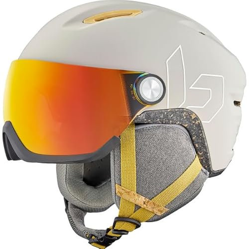 Bollé - V-Atlas, Oatmeal Matte, Photochromic Fire Red, Medium, Snow Helmets, Unisex, Adult