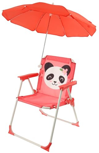 HuhWafee Kids Beach Stuhl mit Sun Regenschirm Süßes Tier Tragbare Klappstühle Parasol Kindercampingstuhl mit Sonnenschirm Leichter Strandstuhl für Park Garden Trips Outdoor Terrasse(Rosa)