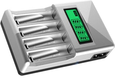 PartyKindom Smart Bay Battery Charger with LCD Display USB Charging for Aa Aaa Rechargeable Batteries Independent Charging Slots Uk Plug Quality Material