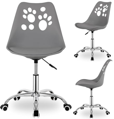 SPRINGOS Sedia da scrivania per bambini, colore grigio, regolabile in altezza a partire dai 6 anni + sedia ergonomica girevole con ruote e imbottitura, moderna per l'apprendimento e la scuola, sedia