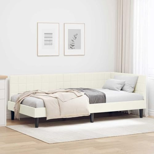 vidaXL Corner Velvet Bed Frame Ideal for Modern Rooms Space Saving Easy Wall Mount