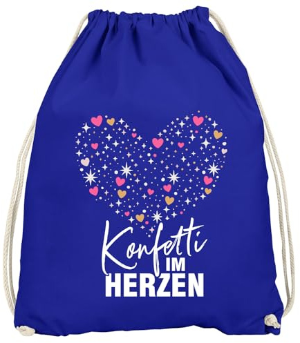 MoonWorks® Turnbeutel - Konfetti Herz Statement - Fasching Karneval Gadgets Spruch lustig Faschingsartikel Accessoires Tasche Gymbag Blau unisize
