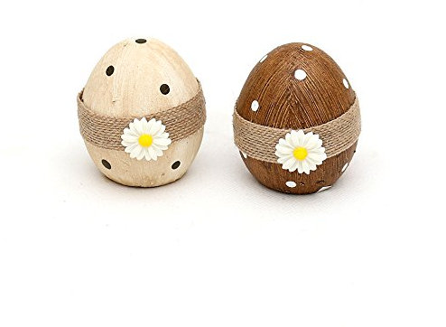 Wichtelstube-Kollektion Keramik Dekoei Natur/braun 8 x 5, 5 x 6 cm Osterdeko 2er Set