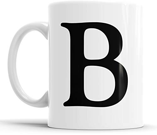 Faithful Prints Alphabet Mug Letter Mugs Initial Coffee Cup Birthday Fathers Day Gift (Letter B)