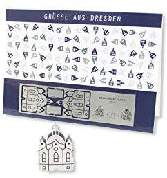 Skulpo Edelstahl Pop Up Grußkarte - Dresdner Frauenkirche - Geschenk Dresden Souvenir Dresden Deko