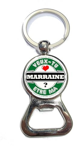 Porte-clé décapsuleur Veux-tu être ma marraine? Cadeau original pour fête de naissance, bapteme, anniversaire, Noël. Cadeau marraine-Cadeau parrain