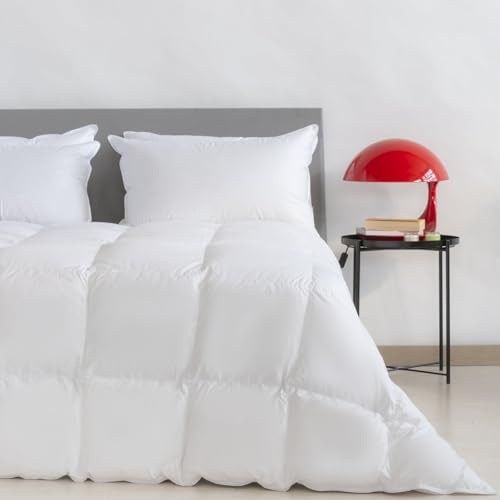 Zenoni & Colombi |Edredón Plumón Nórdico, Súper Acolchado, 100% plumón de Ganso Blanco Siberiano Virgen| Colcha para Inverno, Relleno de plumón 300 grmq | Made in Italy (250x220 cm)
