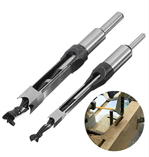 Valink - Punte da trapano per fori quadrati, punte per mortase, 2 pezzi (10 mm/16 mm), attrezzo per la lavorazione del legno, punte per trapano, set di scalpelli per la perforazione del legno