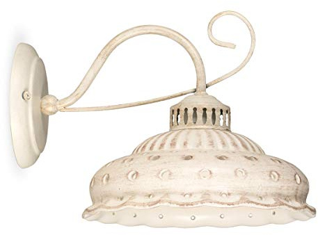 Helios Leuchten 3071413 Wandlampe Keramik antik weiß | beige braun bemalt | Keramiklampe Keramikleuchte | Wandleuchte mit 1 x E27