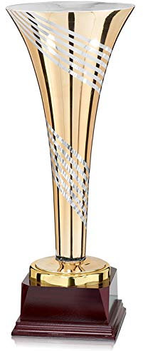 S.B.J - Sportland Goldener Glaspokal mit silbernen Streifen ca 41 cm.