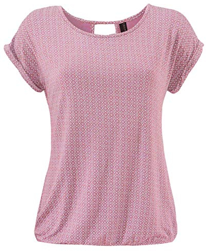 TrendiMax Damen T-Shirt Kurzarm Sommer Shirt mit Allover-Minimal Print Causal Oberteil Bluse Tops, Rosa, S