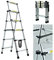 4+5-Step Ladder Telescopic Folding Step with Handgrip Anti-Slip Sturdy 330lbs Stepladder Aluminum Multi-Purpose for Household Office 5 Tread Ladders
