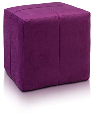 Ecopuf Cube - Sitzhocker Hocker Kunstleder Mikrofaser Sitzbox Quader Würfel Pouf Ottomane Fußbank für's Wohnzimmer Wohneinrichtung 40x40x40 cm Faber Violett A46