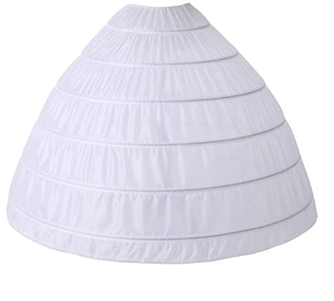 AWSALE Full A-line 6 Hoop Crinoline Petticoat Underskirt for Women Wedding Dress WPT146 White