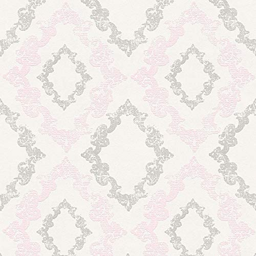 Vliestapete Barock-Tapete Ornament-Tapete 329892 32989-2 Innova Memory 3 | Beige/Crème Silber Pink/Rosa | Rolle (10,05 x 0,53 m) = 5,33 m²