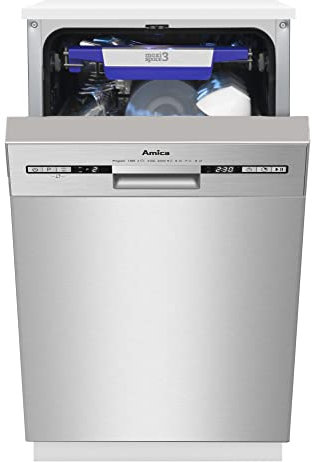 Amica EGSPU 500 920-1 E Unterbau-Geschirrspüler / 45cm Breite/integriert/Edelstahlfront und -blende/Aquastopp/Flex Besteckschublade/Startzeitvorwahl