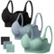 HBselect 3 Pack Women’s Wireless Seamless Maternity & Breastfeeding Bras - Bralette with Removable Pads & Extenders