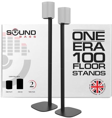 One / ERA100 Ständer Doppelpack (2 Stück), Schwarz | Kompatibel mit Sonos One, Play:1, One Gen 2, One SL | Zukunftssicheres Design auch kompatibel mit ERA 100, Entworfen von Sound Bass UK, Paar