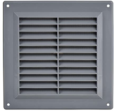 Steinberg14 Rejilla de Ventilación Rectangular de 150x150 mm de Plástico Gris - Registro de Extracción de Aire con Brida - Cubierta de Ventilación Interna para Pared y Techo