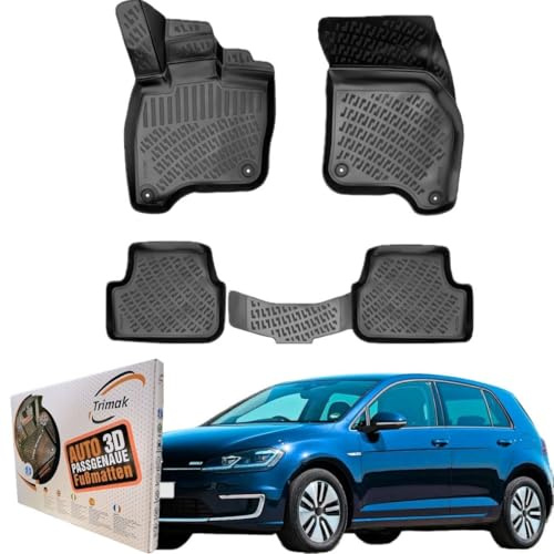 Trimak 3D Fussmatten für Volkswagen e-Golf & GTE 2014-2020 | *für Hatchback & Variant Kombi Modell*, Gummimatten aus TPE Gummi, Passgenau, Wasserdicht, Hoher Rand, Rutschfest