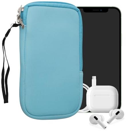 kwmobile Handytasche für Smartphones L - 6,5 - Neopren Handy Hülle Hellblau - Handy Tasche 16,5 x 8,9 cm Innenmaße