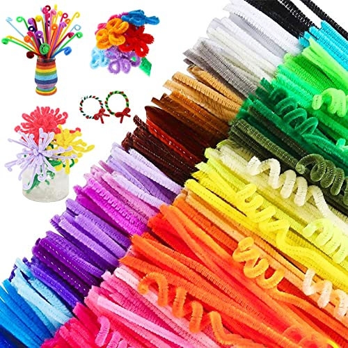 KAONESS Pfeifenreiniger 300 Stück Chenilledraht Pfeifenreiniger Biegeplüsch Basteldraht Mehrfarbige 30 cm X 6 mm für DIY Basteln und Dekorationen