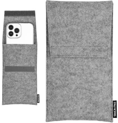 SimonPike Handyhülle passend für Apple iPhone 17 Pro |16 Pro | 15 Pro | 14 Pro | 13 Pro (Gr. G) | Sidney grau Filztasche aus Wollfilz Handy/Smartphone Tasche