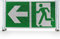 Betriebsausstattung24 Notausgangsschild Bauzaunbanner „links“ - Mesh Gewebe - 340,0 x 173,0 cm - Gemäß ASR A1.3 E001 + Zusatzzeichen - DIN EN ISO 7010 E001 - Rettungsweg, Fluchtweg
