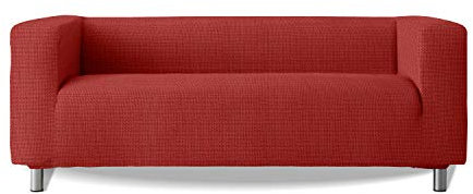 Milica | Sofabezug, dehnbar, kompatibel mit dem Modell Klippan von IKEA und ähnlichen | für Sofas mit hohen Armlehnen | weicher und verstellbarer Stoff | Farbe Rost warm und aktuell