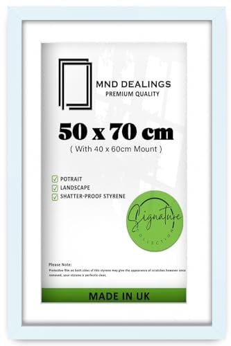 MND Dealings | MDF Stylish Wall Frame (50 x 70 cm) With 600 x 400 mm White Mount Engineered Wood | 28 x 20 Picture, Art Print, Certificate, Painting Frame [ White ]