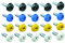 KafTon 20Pack Number Plate Fixing Fitting Oversized Screws 5x Blue, 5x Black, 5x White, 5x Yellow