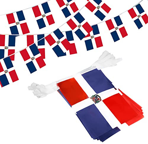 Anley Dominikanische Republik String Flag Wimpel Banner, patriotische Veranstaltungen 27. Februar Unabhängigkeitstag Dekoration Sports Bars – 33 Fuß 38 Flaggen