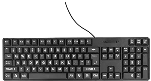 Dpofirs Large Print Keyboard, 104 Keys Visually Impaired, Wired Large Letter Key Keyboard For Laptops & Desktops