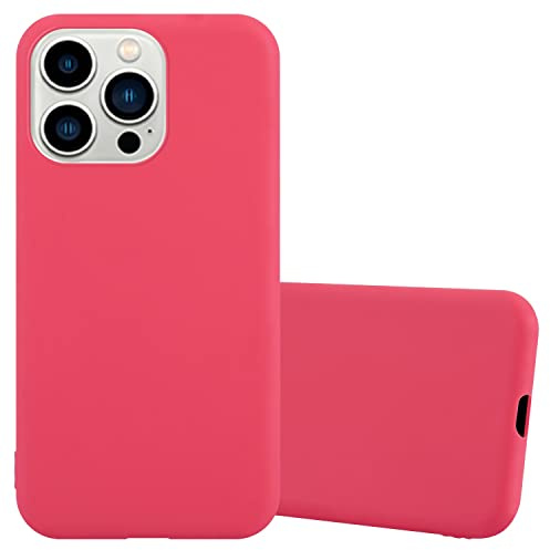 Cadorabo Hülle kompatibel mit Apple iPhone 14 PRO Schutzhülle TPU Silikon Case Candy Design Slim Kratzfest Weiche Gummi mit Rundumschutz Case Hülle für iPhone 14 PRO in Rot