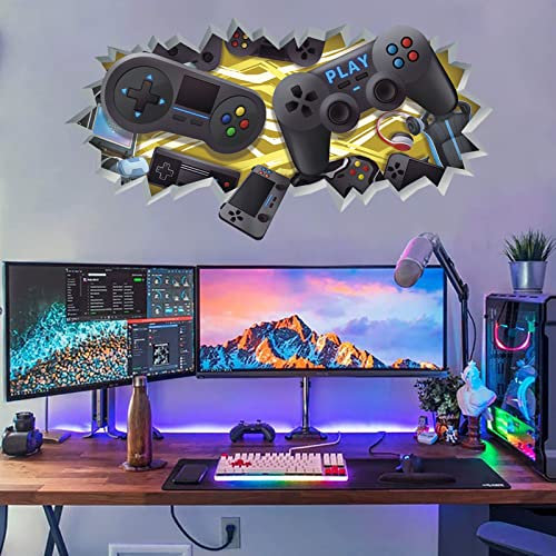 ANHUIB Gamer Wandaufkleber,3D Wandtattoo Gamer,Gaming Wandtattoo Kinderzimmer Jungen,Wandtattoo Junge Teenager,Bunte Gamer Poster für Schlafzimmer,Videospiel Wandstikcer für Jugendzimmer Deko