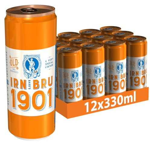 IRN-BRU 1901, 12 Pack A Very Special Vintage Recipe, No Caffeine, Full Sugar, Taste The First Ever IRN-BRU Recipe - 12 x 330ml Cans