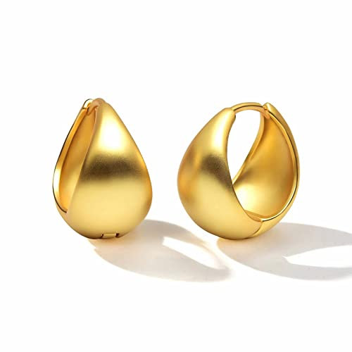 HUEGTOMATO 18K Vergoldet Creolen Gold Ohrringe Damen, Hypoallergen Kleine Klobige Ohrringe,Ohrringe hängend nickelfrei,Dicke Creolen Kleine Huggie Ohrring Geschenke fur Damen Mädchen