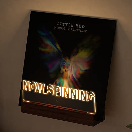 Ammonite Leuchtet auf Now Spinning Vinyl-Schallplattenständer Plattenständer Wandhalterung Holz-Acryl-Halter für Vinyl Album Display Lagerung Vinyl-Schallplatten-LED-Display-Sammlungshalter