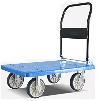 Handwagen Transportroller Faltplattform Werkzeugwagen Plastik-Plastik-Flachbett und Metallgriff for den bewegenden Transport großer Lastkapazität 4 Räder Handwagen Transportkarre Schiebebügelwagen
