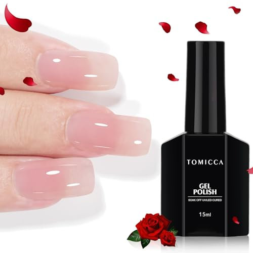 TOMICCA Jelly Gel Nail Polish Nude Pink Gel Nail Polish 15ML Translucent Pink Soak Off UV LED Gel Nail Polish Milky Pink Color Home DIY Manicure Nail Salon Varnish, Pink,Red,White