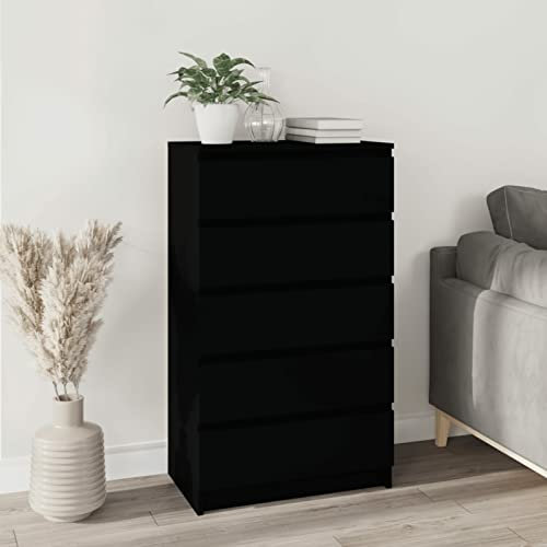 BULANED Schubladenschrank, Kommode, Komodenschrank, Schubladenelement, Schreibtisch Schrank, Kosmetikschrank, Kleine Schrank, Schubladenkommode, Schwarz 60x36x103 cm Holzwerkstoff