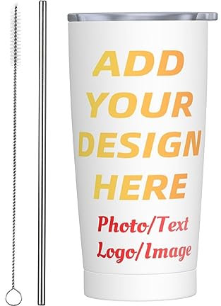 Vasos personalizados con tapas y pajitas Tazas de viaje de acero inoxidable personalizadas Perfectas para café, refrescos y otras bebidas frías y calientes Regalo único