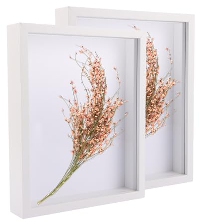 CYEER 2 Stück 3D Bilderrahmen zum Befüllen 20x30CM, Tiefer Bilderrahmen zum Befüllen für Fotos, Hochzeitsstrauß, DIY Erinnerungsstücke, Deko Wand, Schreibtisch - Weiß
