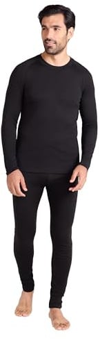 Mountain Warehouse Talus Mens Thermal Top & Pants Set - Lightweight & Breathable Baselayer, Isotherm, Moisture Wicking - Winter Camping, Outdoors, Travelling & Hiking Black (Top & Pant Set) L